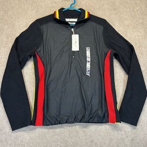 Tommy Hilfiger 1/4 Zip Wool Blend Sweater Boys XL Black Pullover y2k Vintage NOS